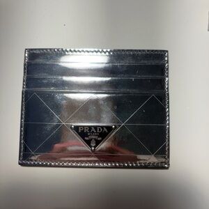Prada Metallic Silver Card Holder